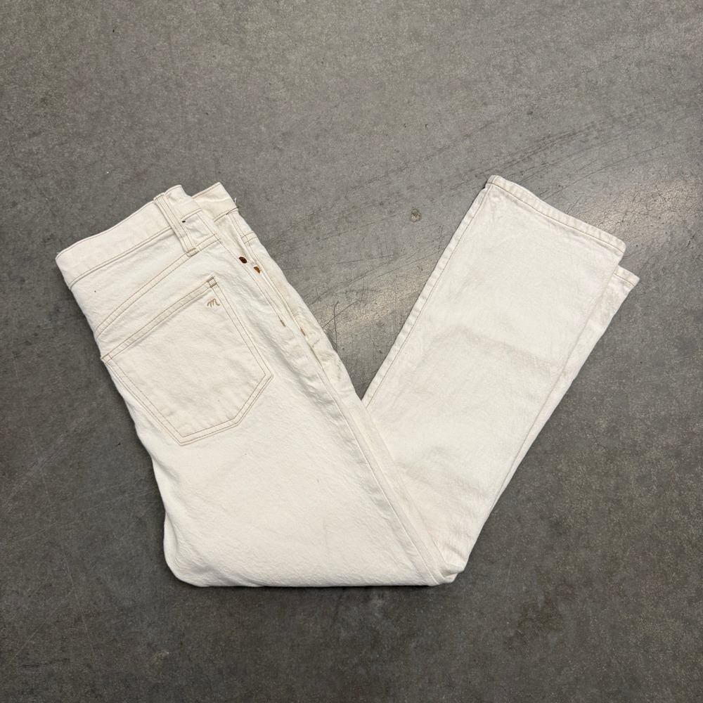 Madewell Slim Demi-Boot Jeans Off-White Cream High Rise Button Fly Size 27 - Picture 1 of 9